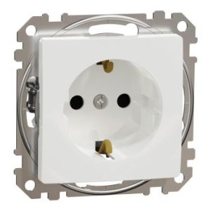 Potinkinis kištukinis lizdas su įžeminimu, baltas, spyruokliniai gnybtai, IP20, Sedna Design SDD111022